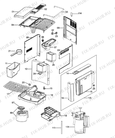 Взрыв-схема кофеварки (кофемашины) Electrolux ECG6600AU - Схема узла Housing and door